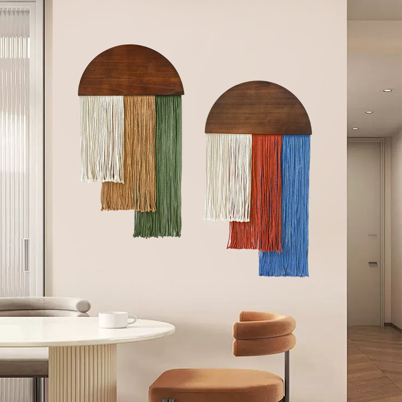 Semi-circular Wooden Tassel Ta - Wall Scroll Tapestry recension och pris