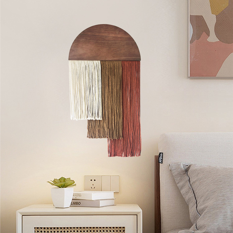 Semi-circular Wooden Tassel Ta - Wall Scroll Tapestry recension och pris