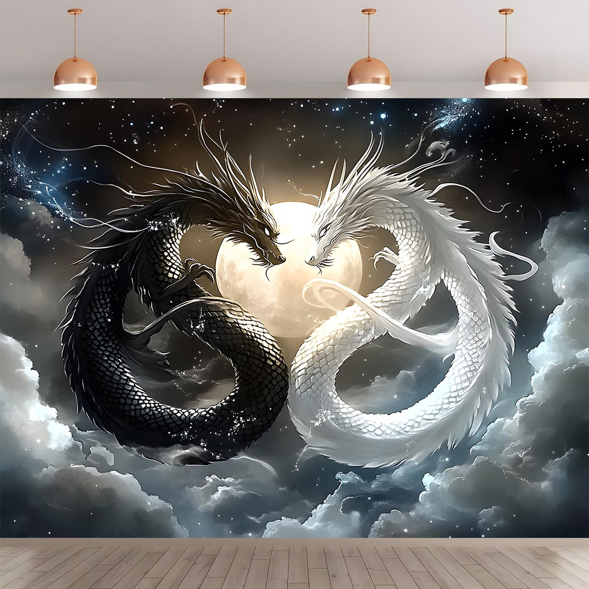 VIKAMA Yin Yang Double Dragon  - Wall Scroll Tapestry recension och pris
