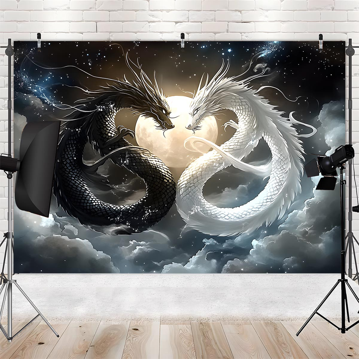 VIKAMA Yin Yang Double Dragon  - Wall Scroll Tapestry recension och pris
