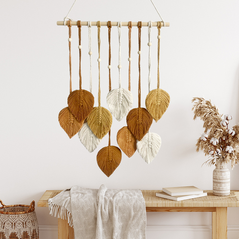 Handmade Leaf Tapestry Weaving - Wall Scroll Tapestry recension och pris